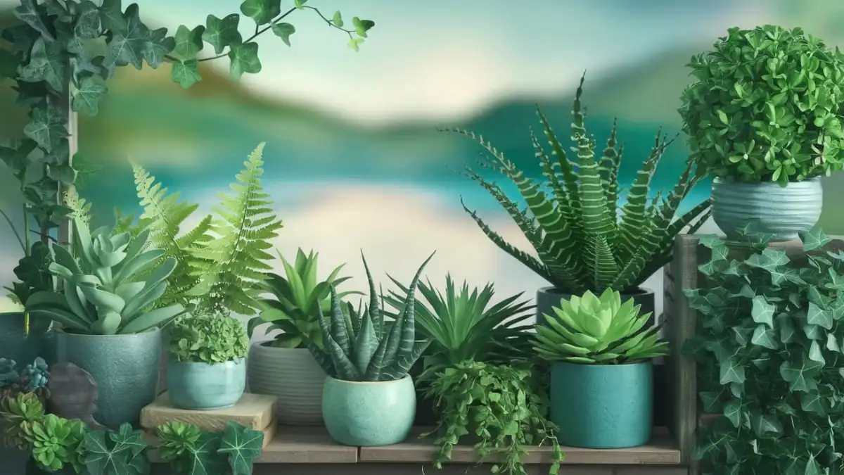 green plants in pots