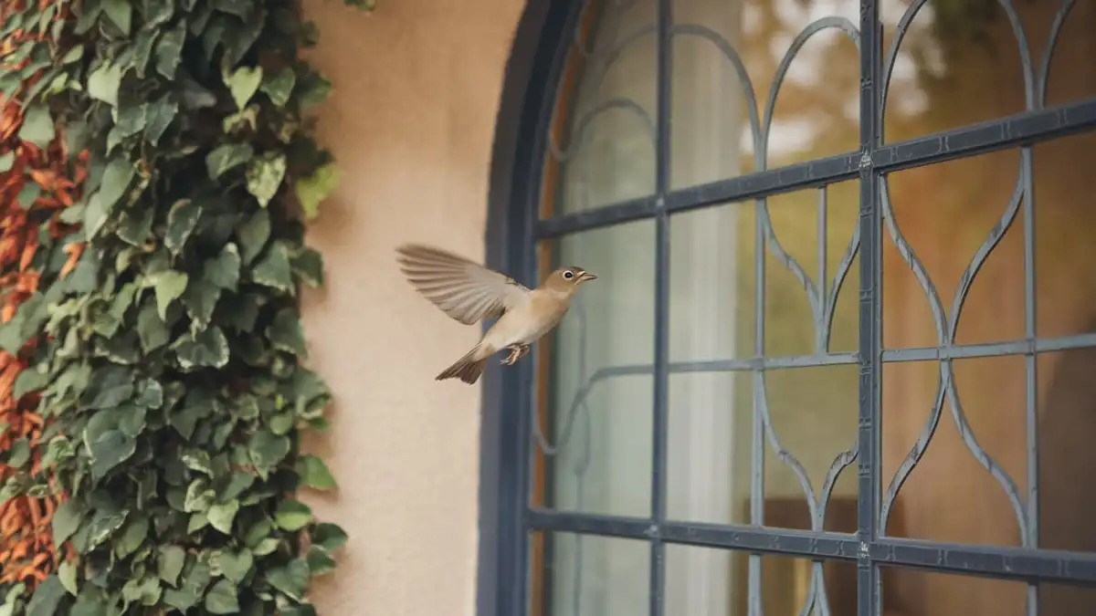 birds flying into window